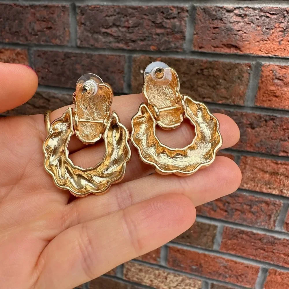 Modern Gold Twisted Earrings - Picture 7 of 14